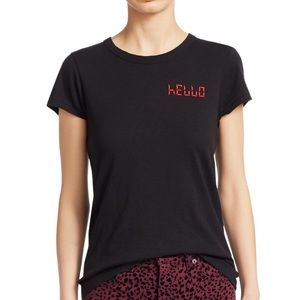 Rag & Bone hello embroidered black slub tee #4648